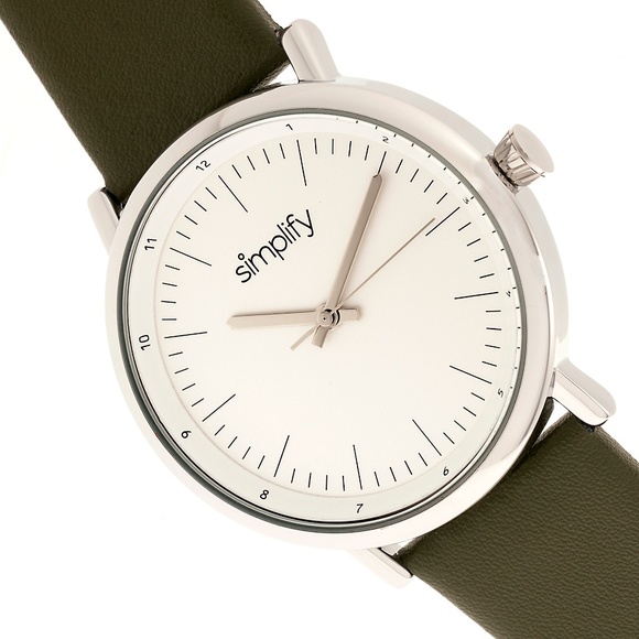 NWT Olive Green Genuine Leather Band Watch - Picture 1 of 4
